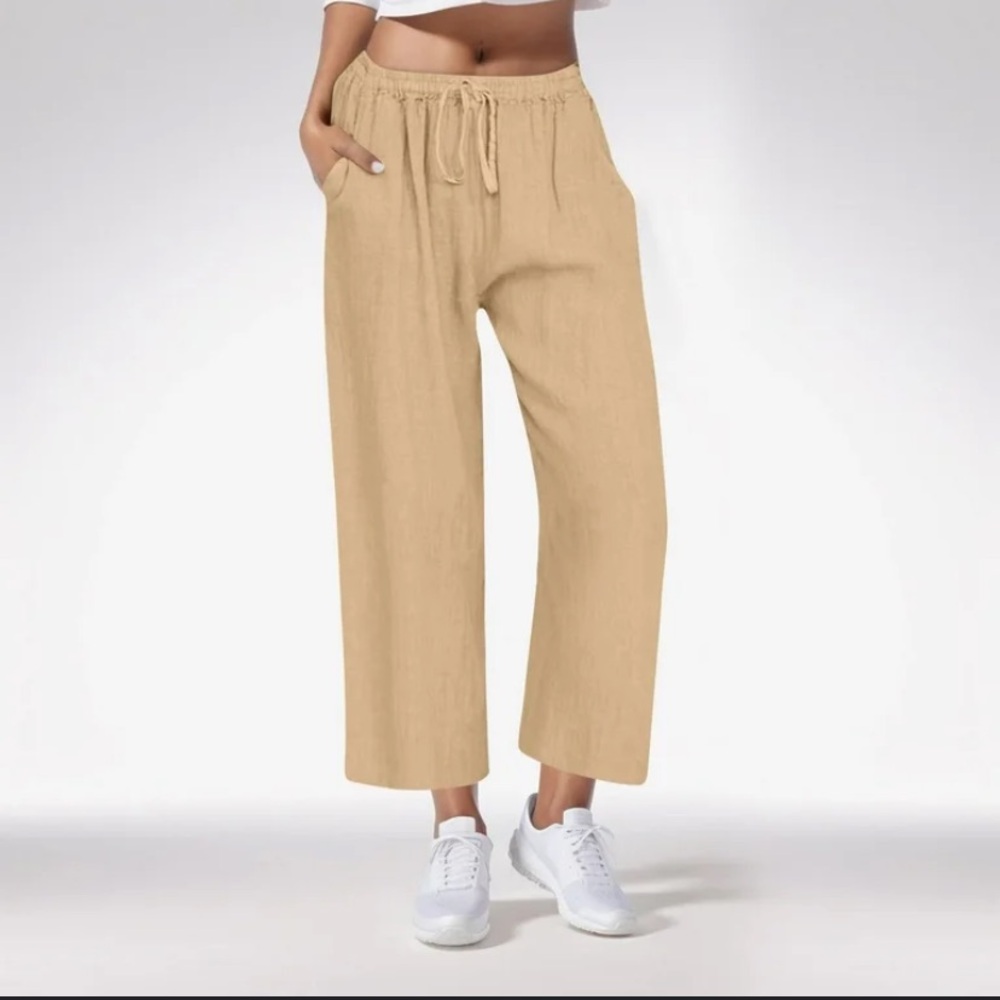 ARKET Superlight Drawstring Pants Wide Leg Breezy Beachy Ramie Ankle Women Small